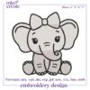 Baby Elephant Girl Embroidery Design Files, Elephant Embroidery Designs