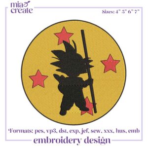 Baby GoKu Embroidery Designs, Dragon Ball Kid Goku Embroidery Design Files