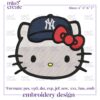 Hello Kitty Yankees Baseball Embroidery Designs, Hello Kitty New York Yankees Embroidery Pattern